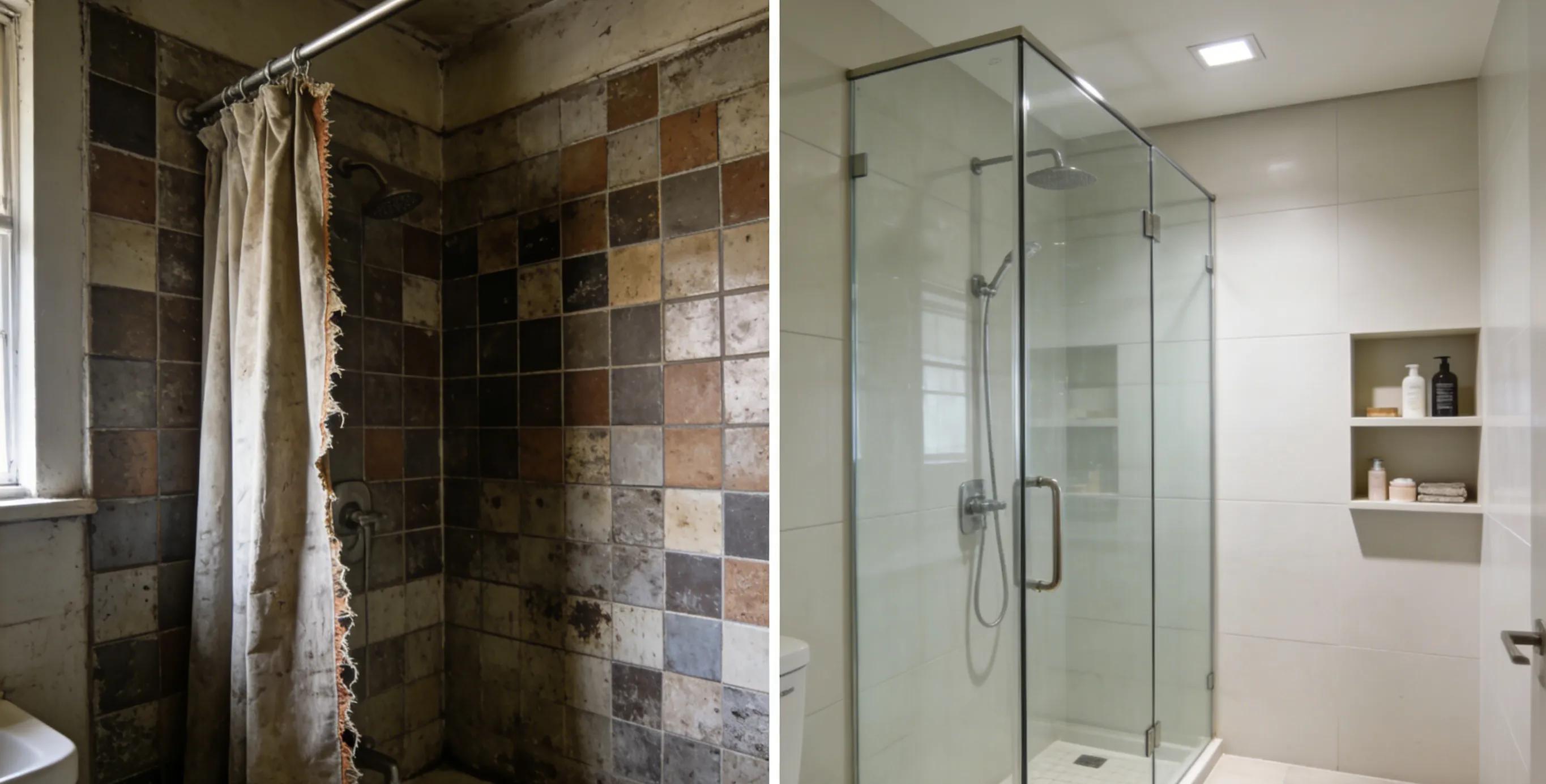 Custom Shower Door Before & After