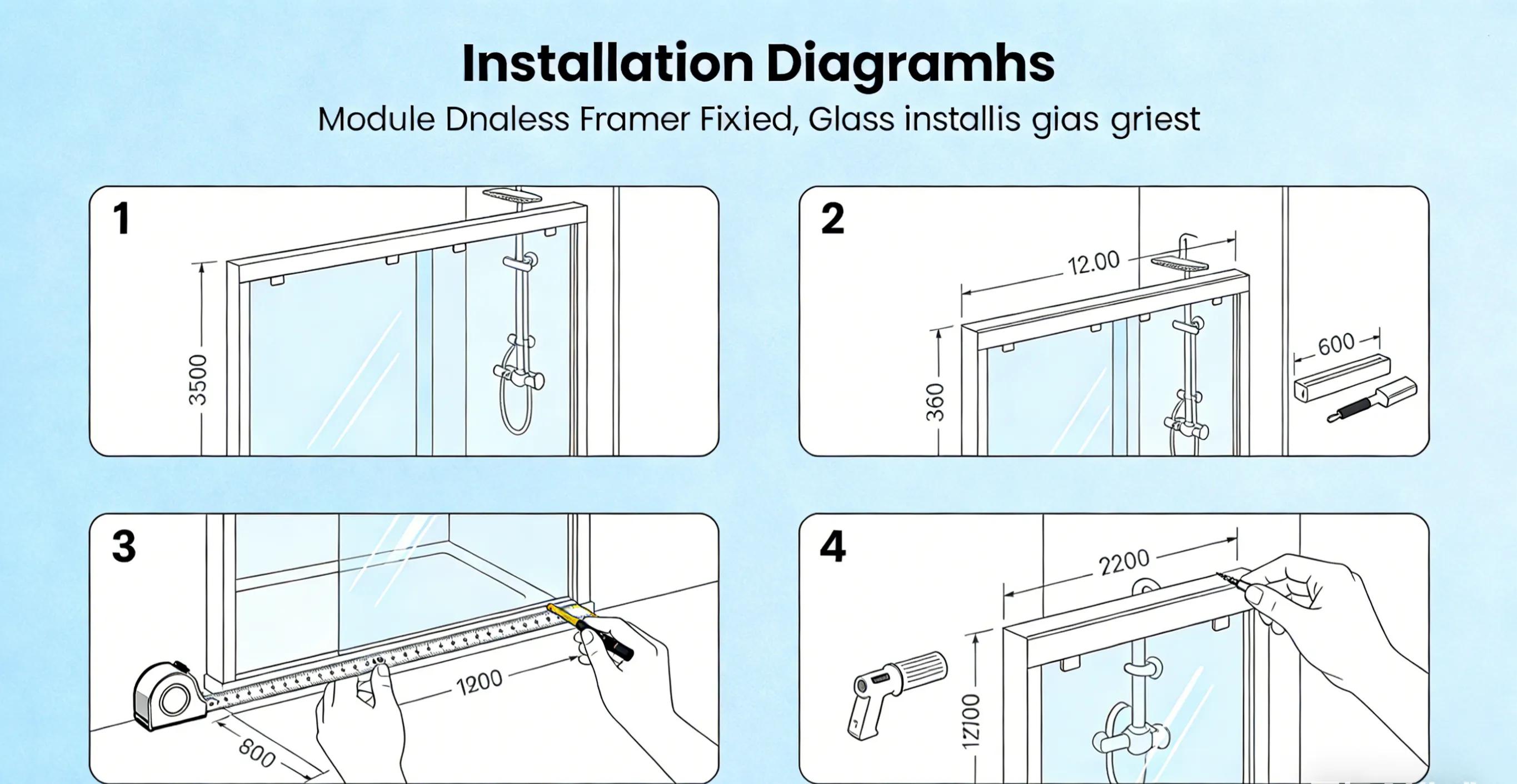 Custom Shower Door Installation Diagrams